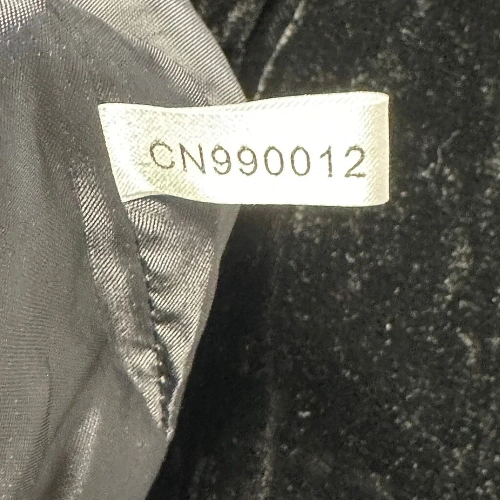 NEW YORK & COMPANY Black Velvet Peplum Mandarin Collar Button Front Jacket‎ 14
